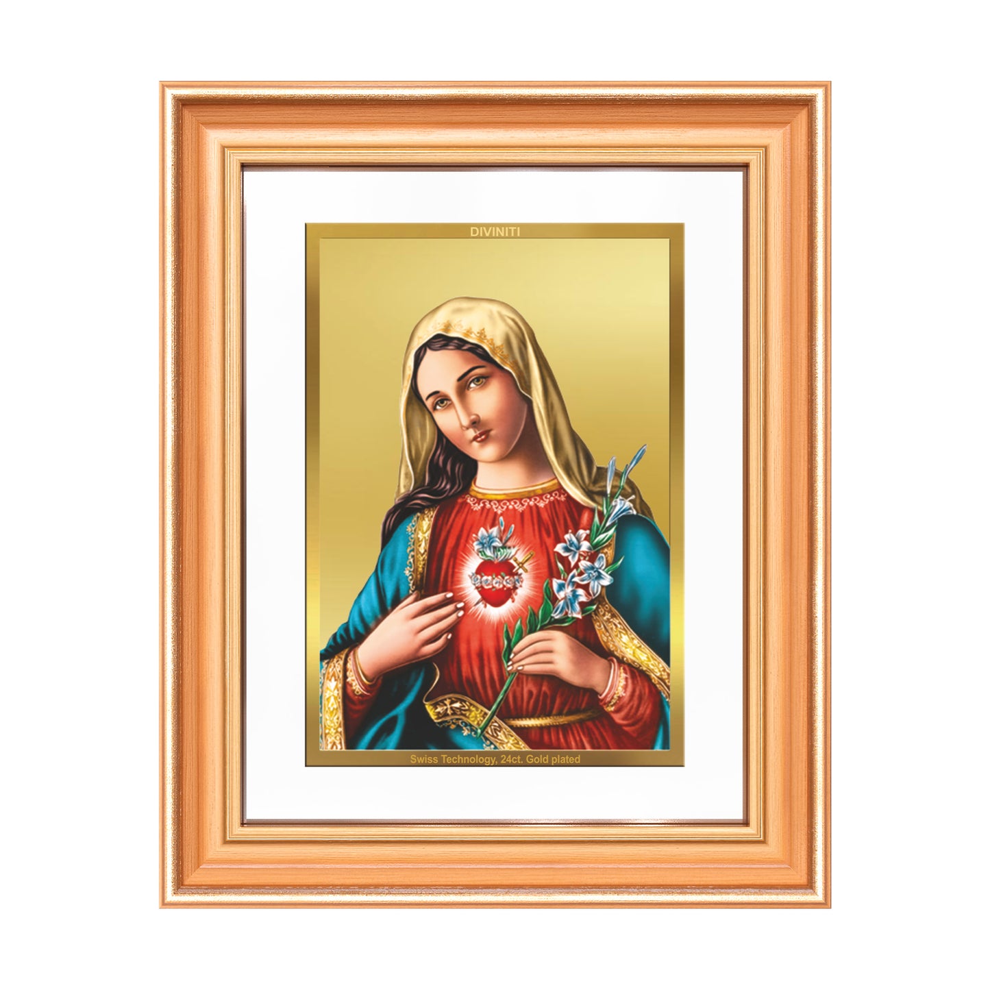 Mother Mary | Blessed Virgin Wall Mount Photo Frame in 24K Gold Plated Foil