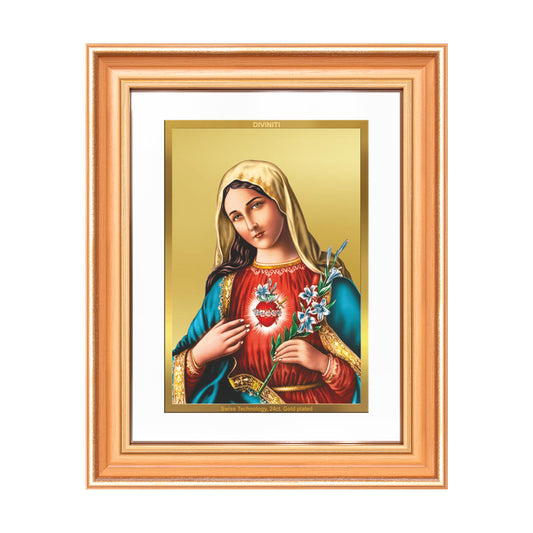 Mother Mary | Blessed Virgin Wall Mount Photo Frame in 24K Gold Plated Foil