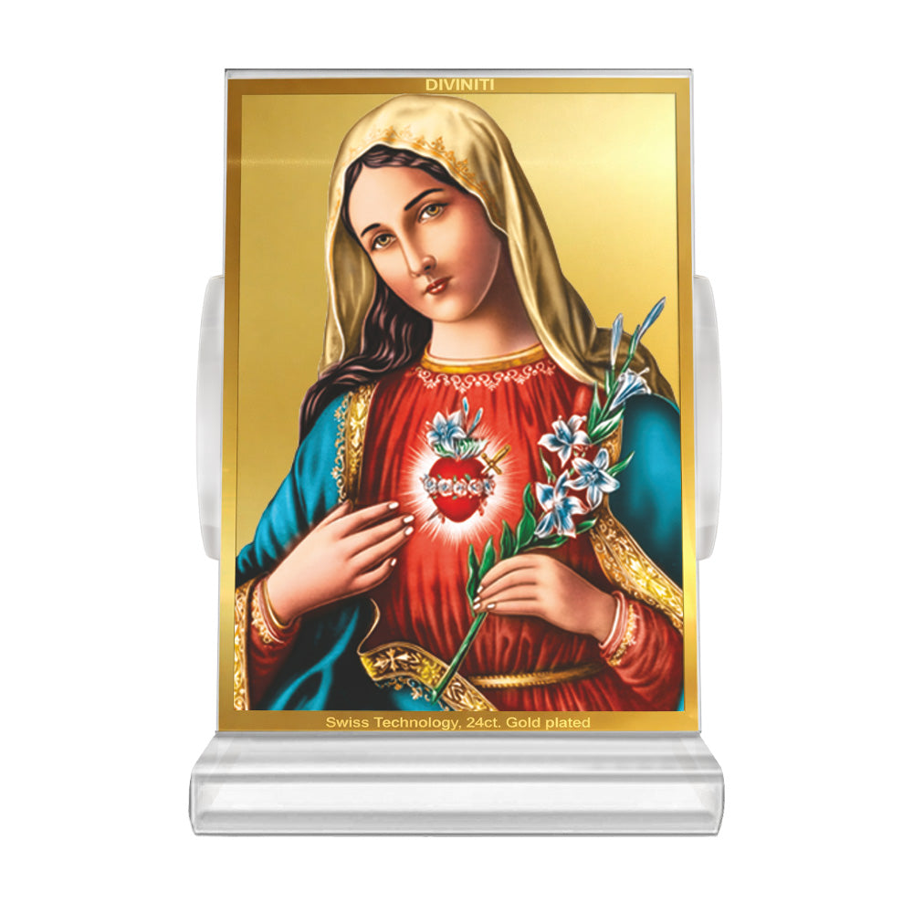 Mother Mary | Blessed Virgin Car Dashboard Frame in 24K Gold Plated Foil