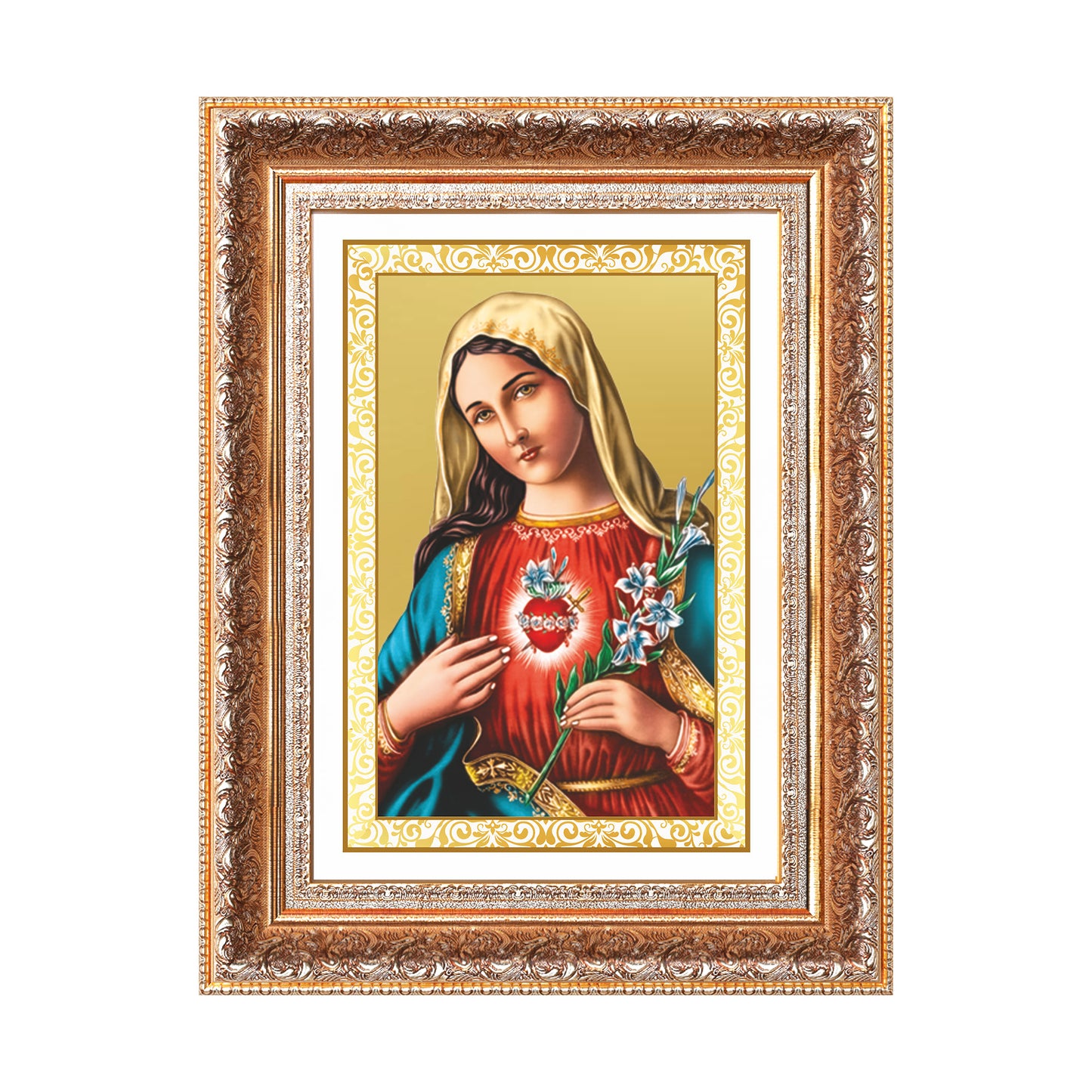 Mother Mary | Blessed Virgin Wall Mount Photo Frame in 24K Gold Plated Foil