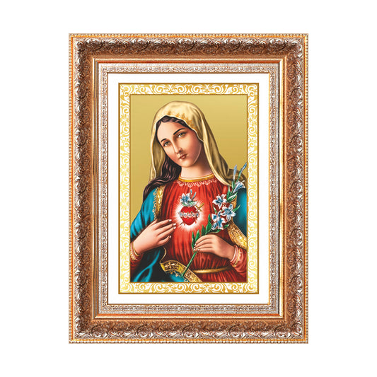 Mother Mary | Blessed Virgin Wall Mount Photo Frame in 24K Gold Plated Foil