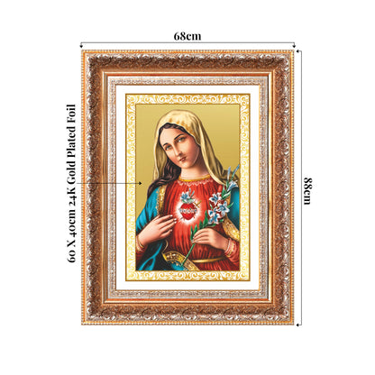Mother Mary | Blessed Virgin Wall Mount Photo Frame in 24K Gold Plated Foil