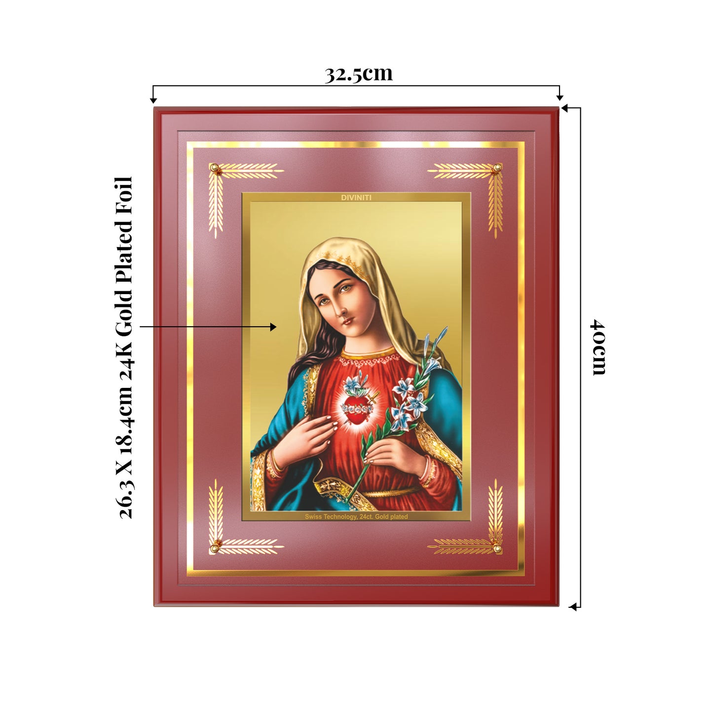 Mother Mary | Blessed Virgin Wall Mount Photo Frame in 24K Gold Plated Foil