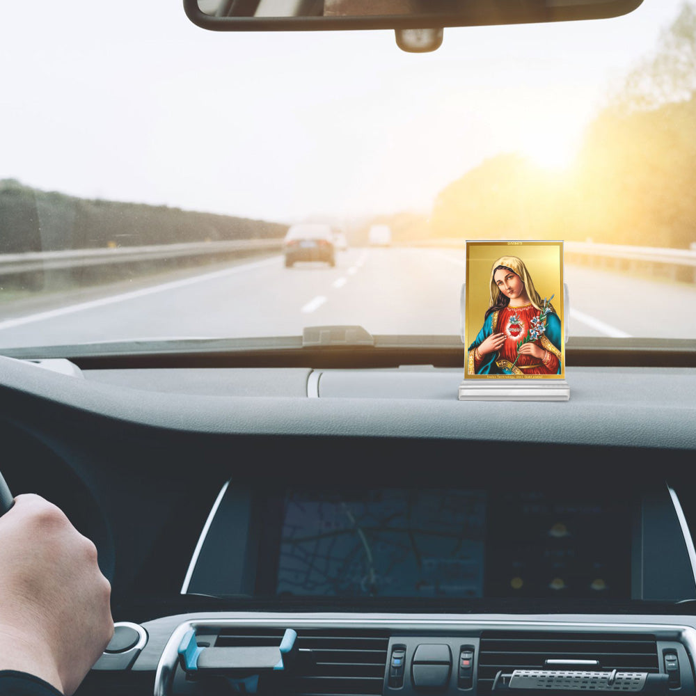 Mother Mary | Blessed Virgin Car Dashboard Frame in 24K Gold Plated Foil