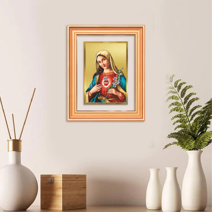 Mother Mary | Blessed Virgin Wall Mount Photo Frame in 24K Gold Plated Foil