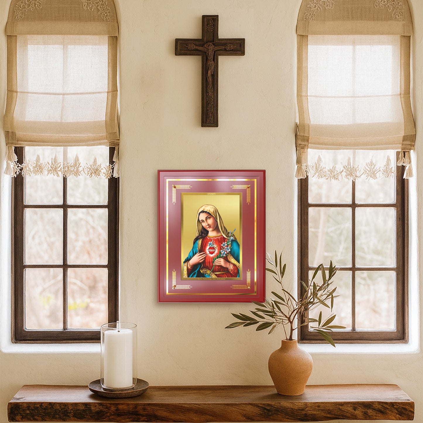 Mother Mary | Blessed Virgin Wall Mount Photo Frame in 24K Gold Plated Foil