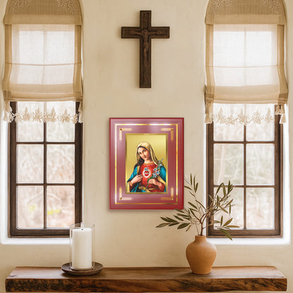 Mother Mary | Blessed Virgin Wall Mount Photo Frame in 24K Gold Plated Foil
