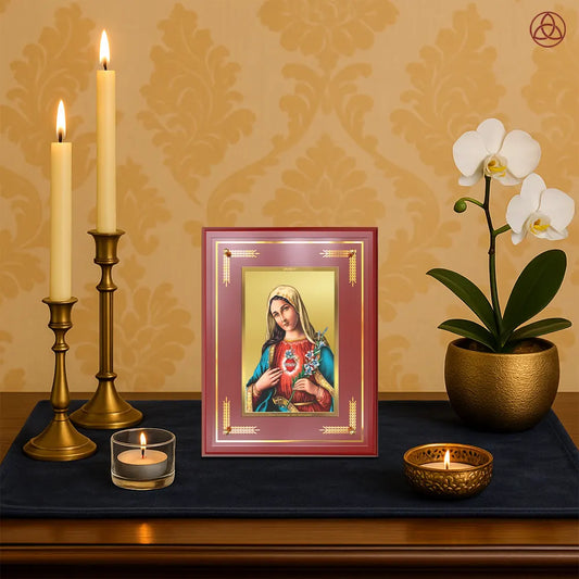 Mother Mary | Blessed Virgin Wall & Tabletop Photo Frame in 24K Gold Plated Foil