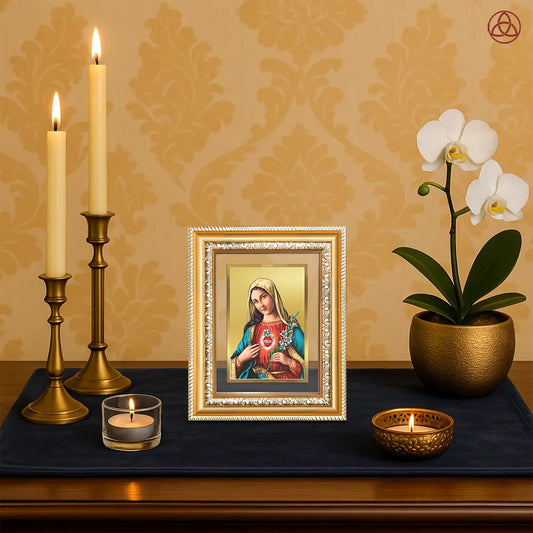 Mother Mary | Blessed Virgin Wall & Tabletop Photo Frame in 24K Gold Plated Foil