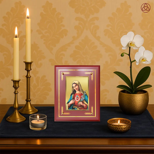 Mother Mary | Blessed Virgin Wall & Tabletop Photo Frame in 24K Gold Plated Foil