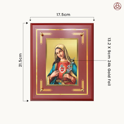 Mother Mary | Blessed Virgin Wall & Tabletop Photo Frame in 24K Gold Plated Foil