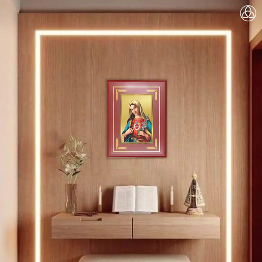 Mother Mary | Blessed Virgin Wall Photo Frame in 24K Gold Plated Foil