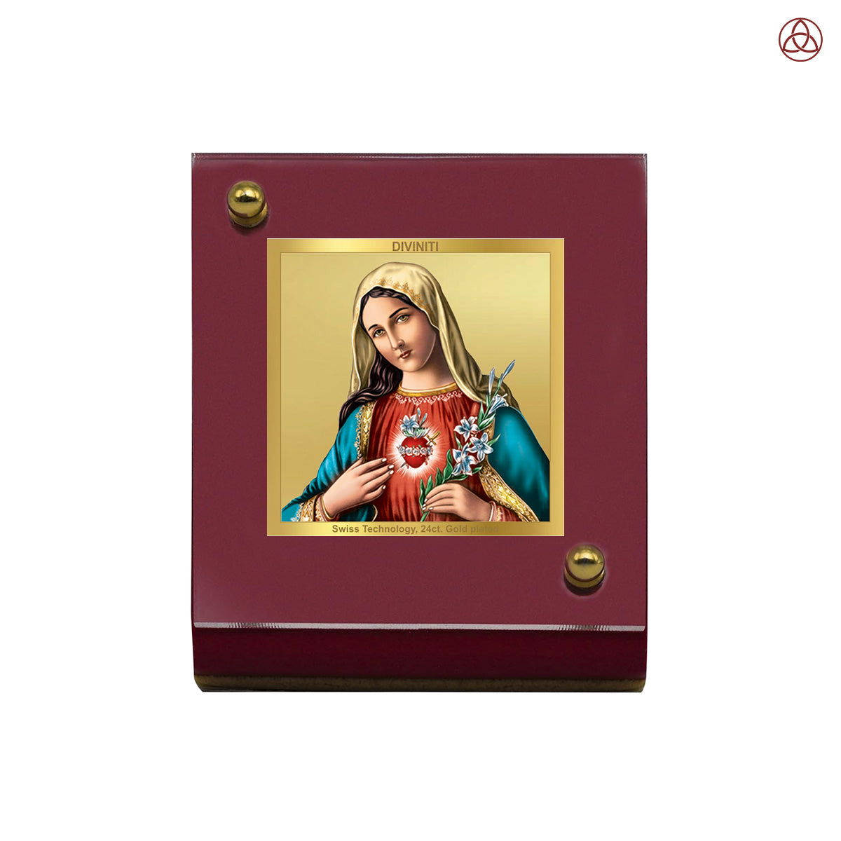 Mother Mary | Divine Holy Virgin Mary Car Dashboard & Tabletop Photo Frame in 24K Gold Plated Foil