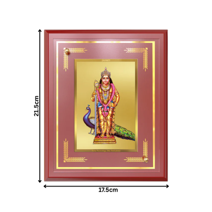 Lord Murugan | Divine Warrior God Wall and Tabletop Mount Photo Frame in 24K Gold Plated Foil