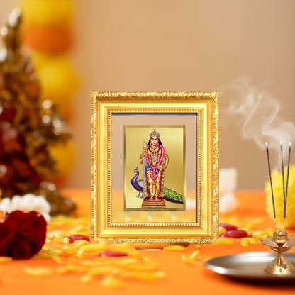 Lord Murugan | Divine Warrior God Wall & Tabletop Frame in 24K Gold Plated Foil