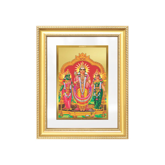 Lord Murugan with Valli | Divine Union Wall & Tabletop Frame in 24K Gold Plated Foil