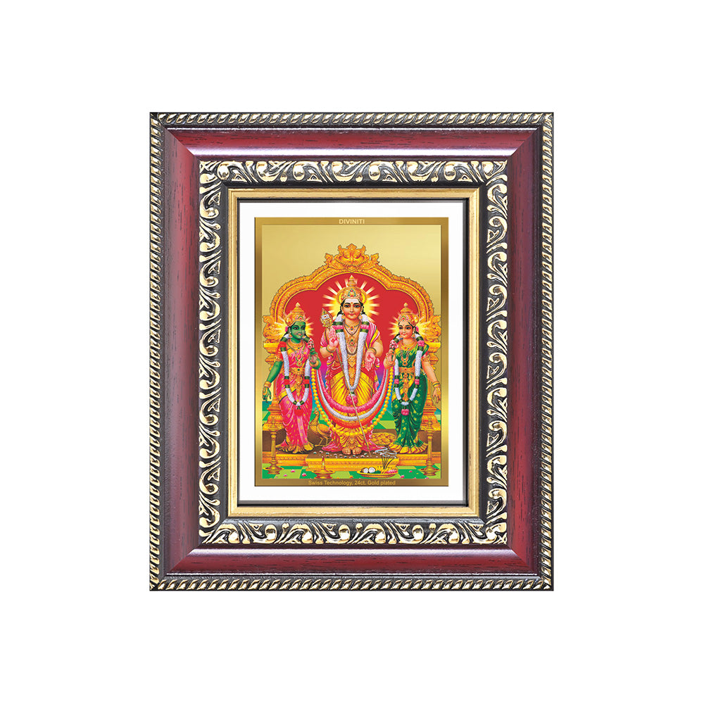 Lord Murugan with Valli | Divine Union Wall & Tabletop Frame in 24K Gold Plated Foil
