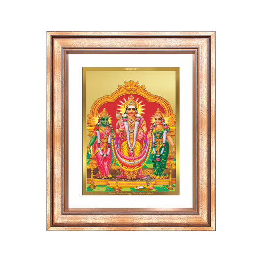 Lord Murugan with Valli | Divine Union Wall & Tabletop Frame in 24K Gold Plated Foil