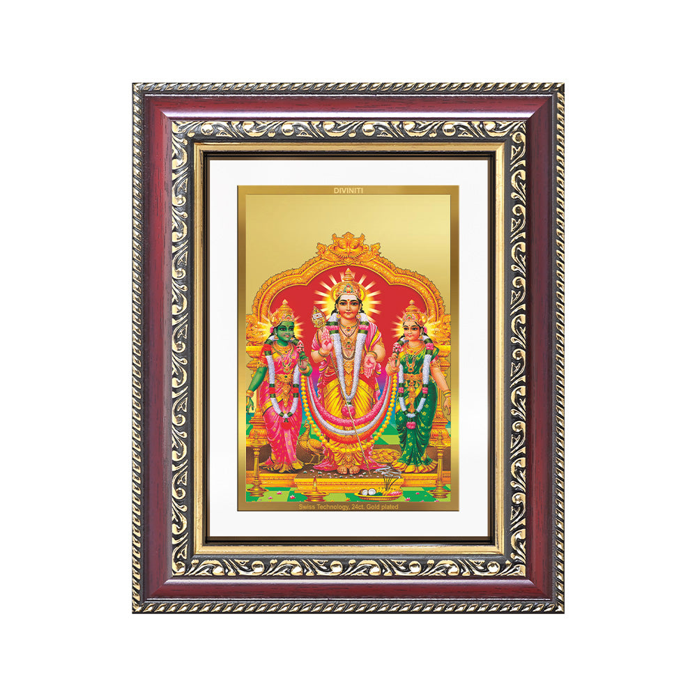 Lord Murugan with Valli | Divine Union Wall and Tabletop Photo Frame in 24K Gold Plated Foil