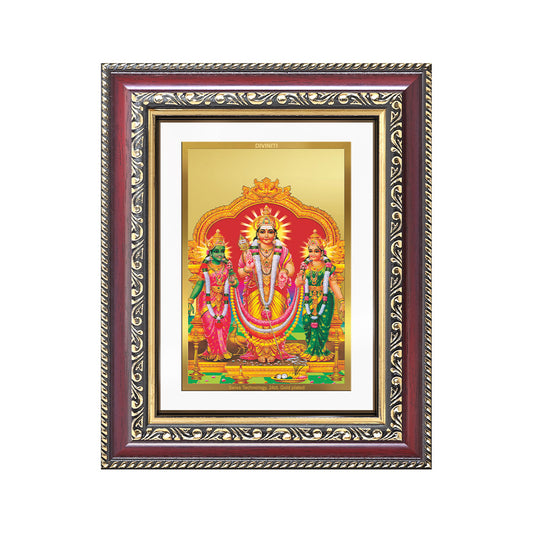 Lord Murugan with Valli | Divine Union Wall and Tabletop Photo Frame in 24K Gold Plated Foil