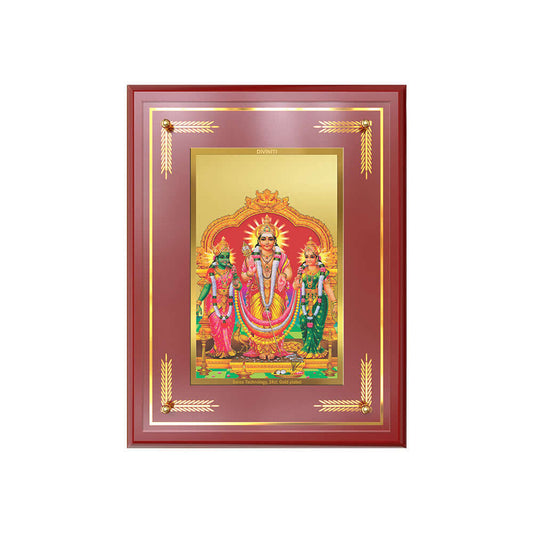 Lord Murugan with Valli | Divine Union Wall and Tabletop Photo Frame in 24K Gold Plated Foil