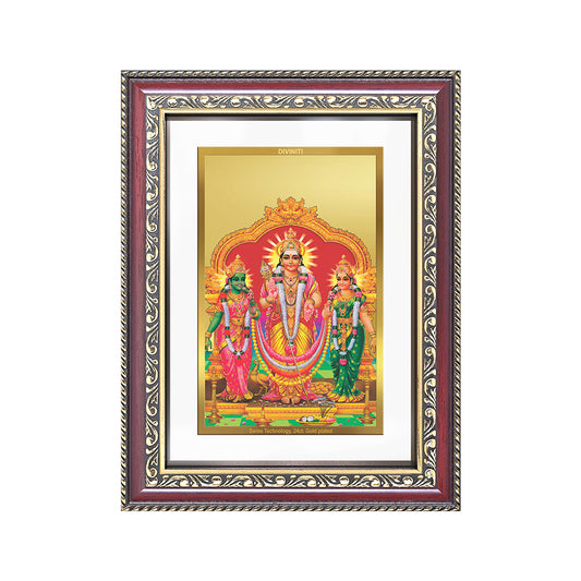 Lord Murugan with Valli | Divine Union Wall and Tabletop Photo Frame in 24K Gold Plated Foil