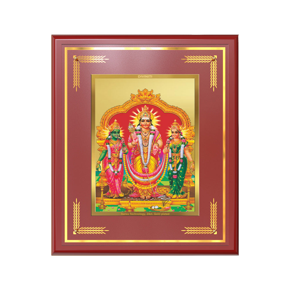 Lord Murugan with Valli | Divine Union Wall & Tabletop Frame in 24K Gold Plated Foil