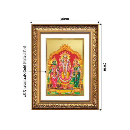 Lord Murugan with Valli | Divine Union Wall Photo Frame in 24K Gold Plated Foil