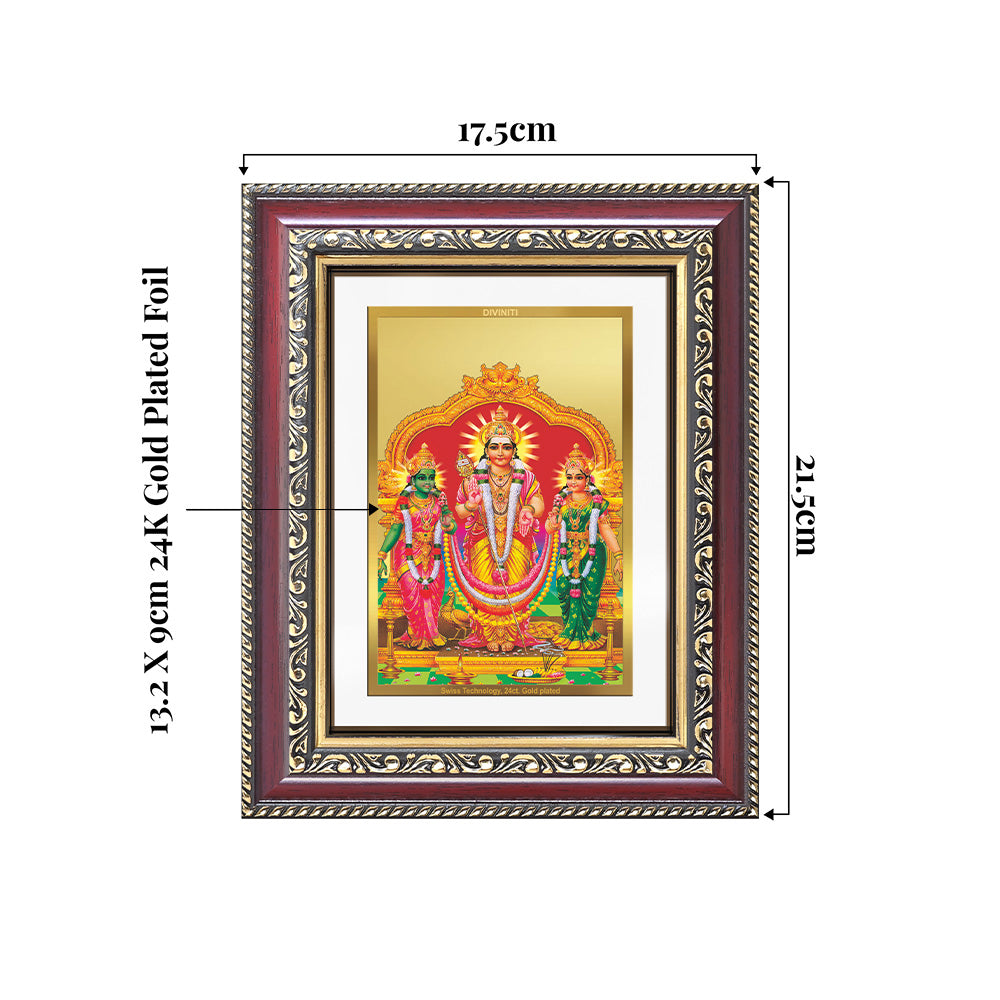 Lord Murugan with Valli | Divine Union Wall and Tabletop Photo Frame in 24K Gold Plated Foil