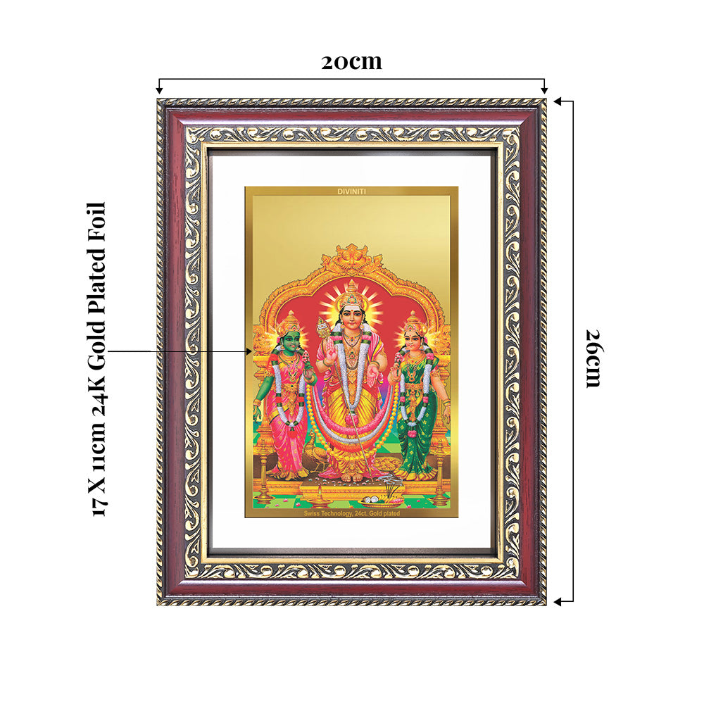 Lord Murugan with Valli | Divine Union Wall and Tabletop Photo Frame in 24K Gold Plated Foil