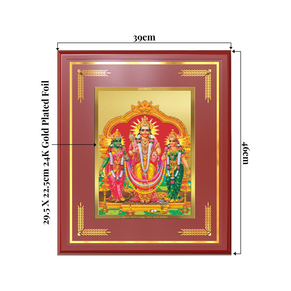 Lord Murugan with Valli | Divine Union Wall & Tabletop Frame in 24K Gold Plated Foil