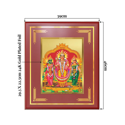 Lord Murugan with Valli | Divine Union Wall & Tabletop Frame in 24K Gold Plated Foil