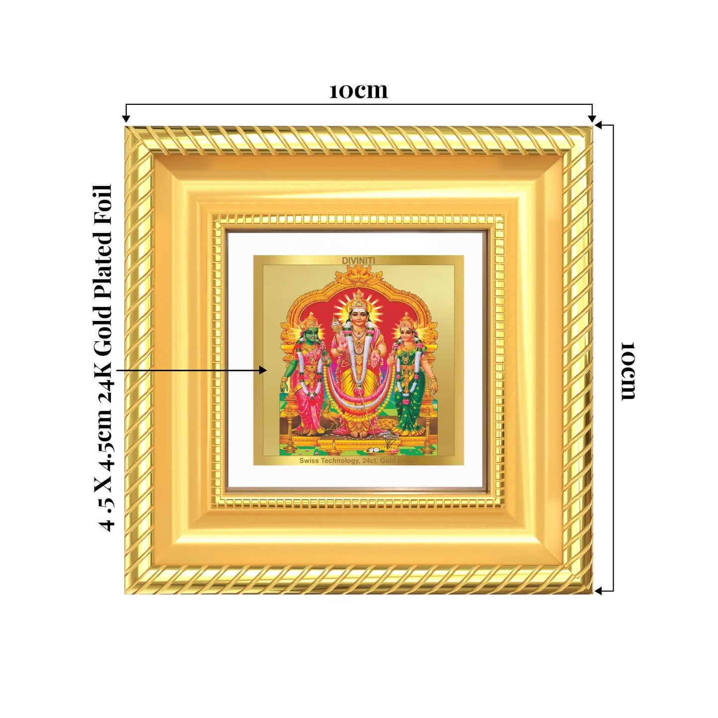 Lord Murugan with Valli | Divine Union Tabletop Frame in 24K Gold Plated Foil.