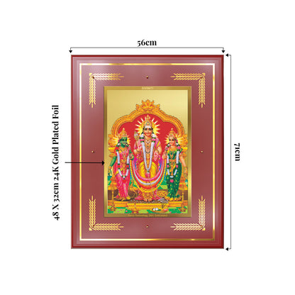 Lord Murugan with Valli | Divine Union Wall Photo Frame in 24K Gold Plated Foil