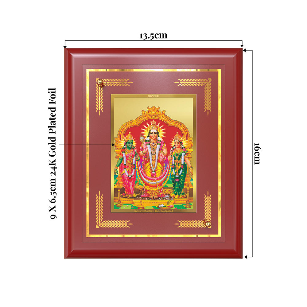 Lord Murugan with Valli | Divine Union Wall & Tabletop Frame in 24K Gold Plated Foil