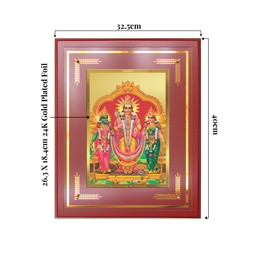 Lord Murugan with Valli | Divine Union Wall & Tabletop Frame in 24K Gold Plated Foil