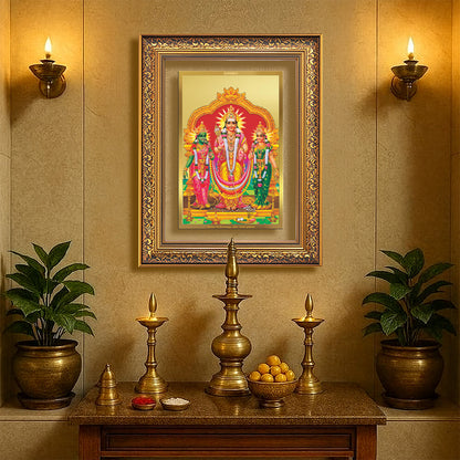 Lord Murugan with Valli | Divine Union Wall Photo Frame in 24K Gold Plated Foil