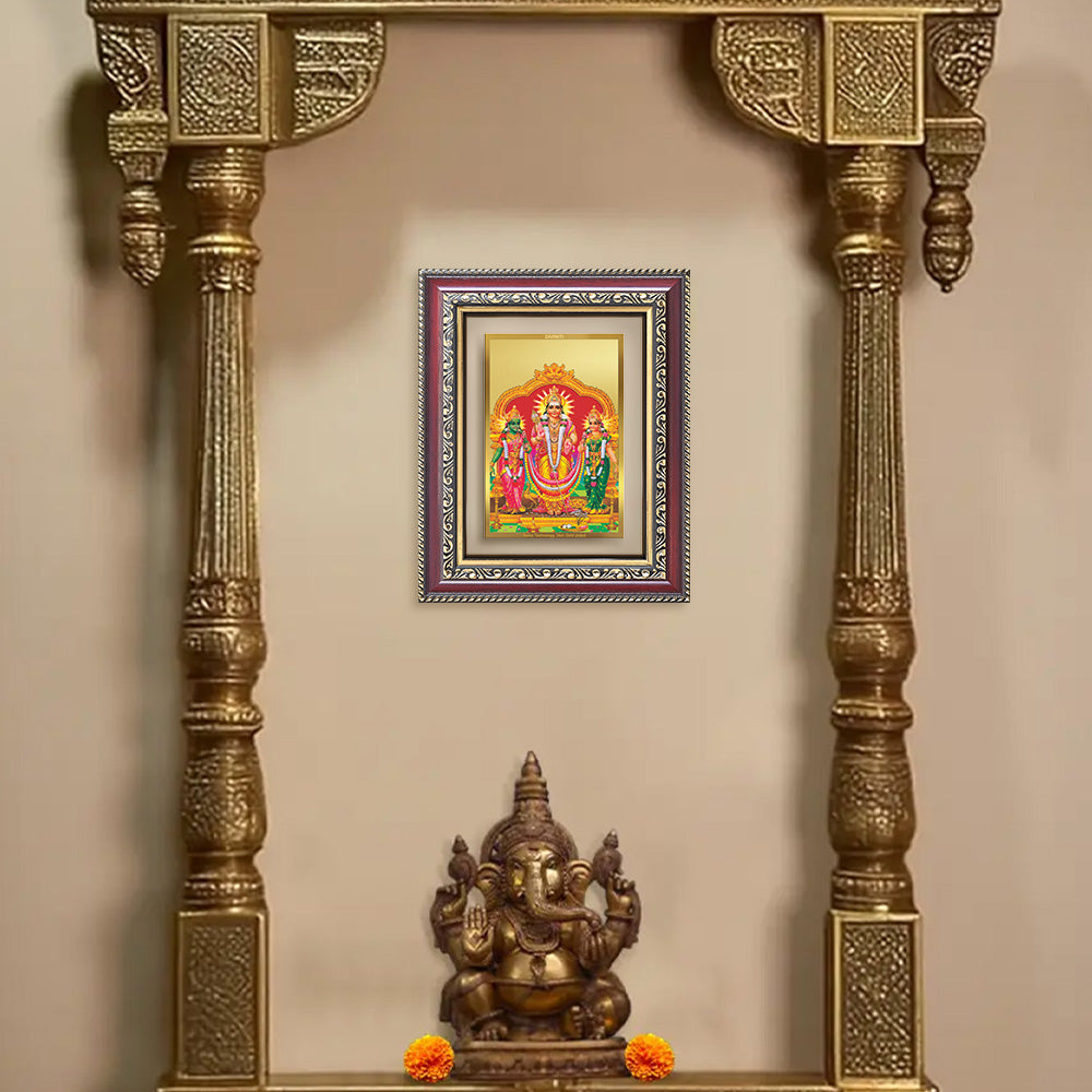 Lord Murugan with Valli | Divine Union Wall and Tabletop Photo Frame in 24K Gold Plated Foil