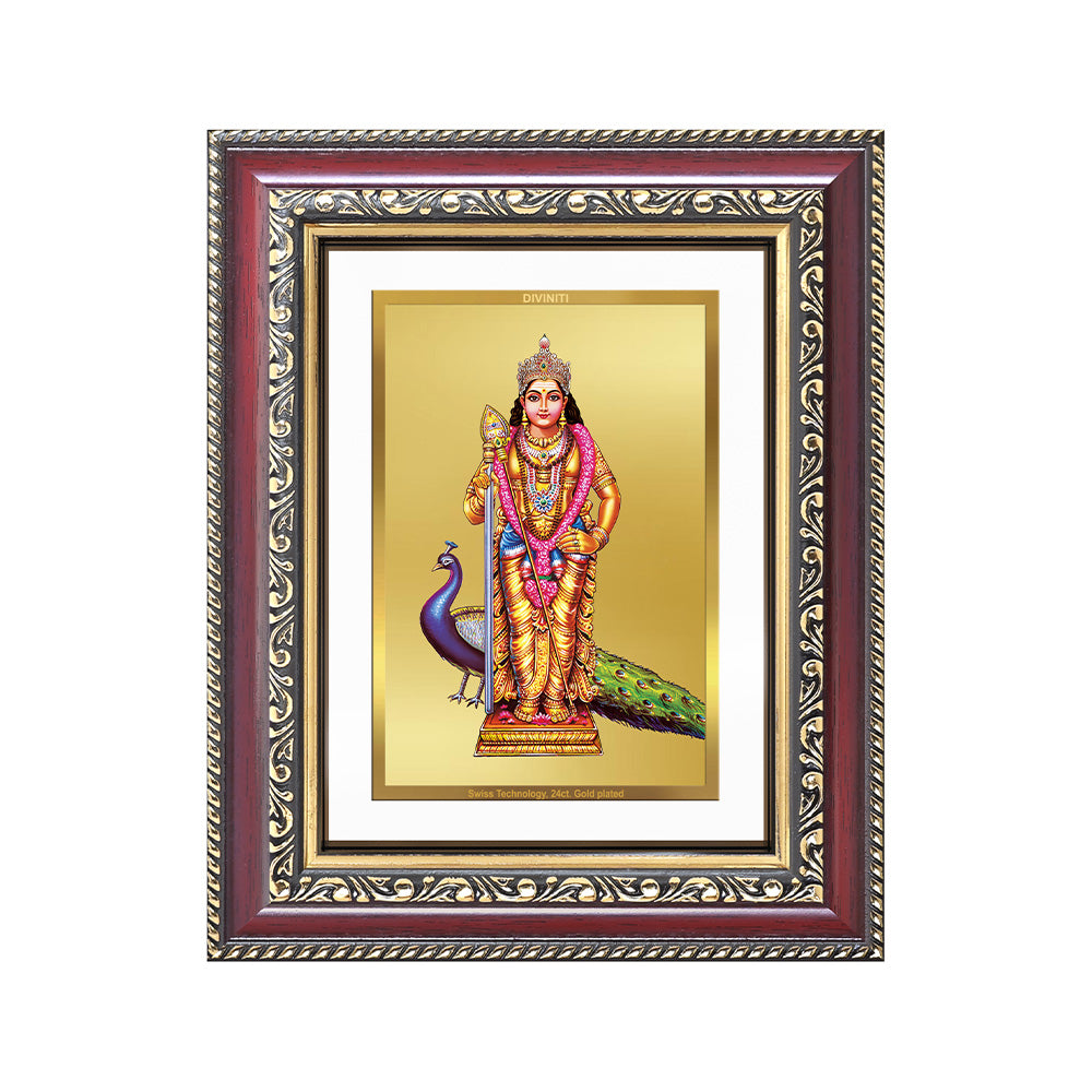 Lord Murugan Photo Frame in 24K Gold Plated Foil