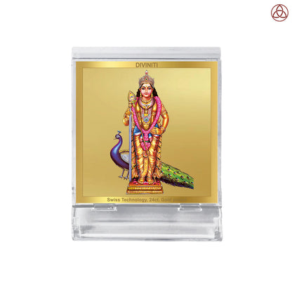 Murugan | Divine Lord Murugan Car Dashboard & Tabletop Photo Frame in 24K Gold Plated Foil