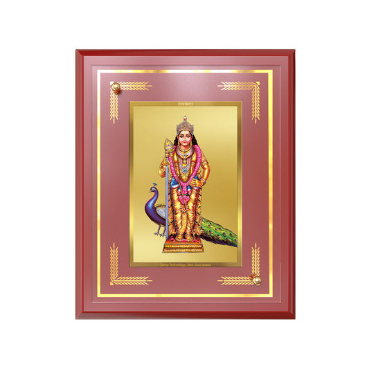 Lord Murugan | Divine Warrior God Wall and Tabletop Mount Photo Frame in 24K Gold Plated Foil