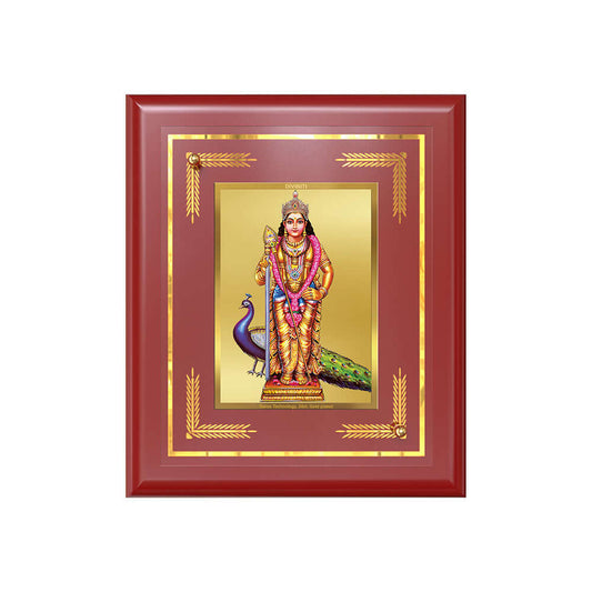 Lord Murugan Subramanya Kartikeya Devotional Wall & Tabletop Frame in 24K Gold Plated Foil