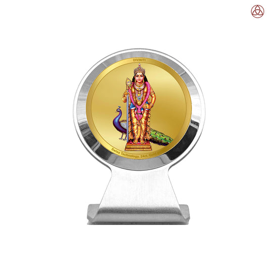 Murugan | Divine Lord Murugan Car Dashboard & Tabletop Photo Frame in 24K Gold Plated Foil