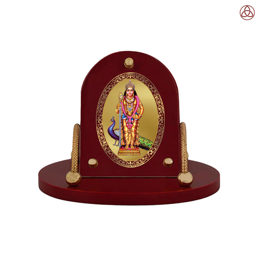 Murugan | Divine Lord Murugan Car Dashboard & Tabletop Photo Frame in 24K Gold Plated Foil