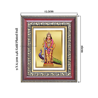 Lord Murugan Subramanya Devotional Wall & Tabletop Frame for Home & Temple in 24K Gold Plated Foil