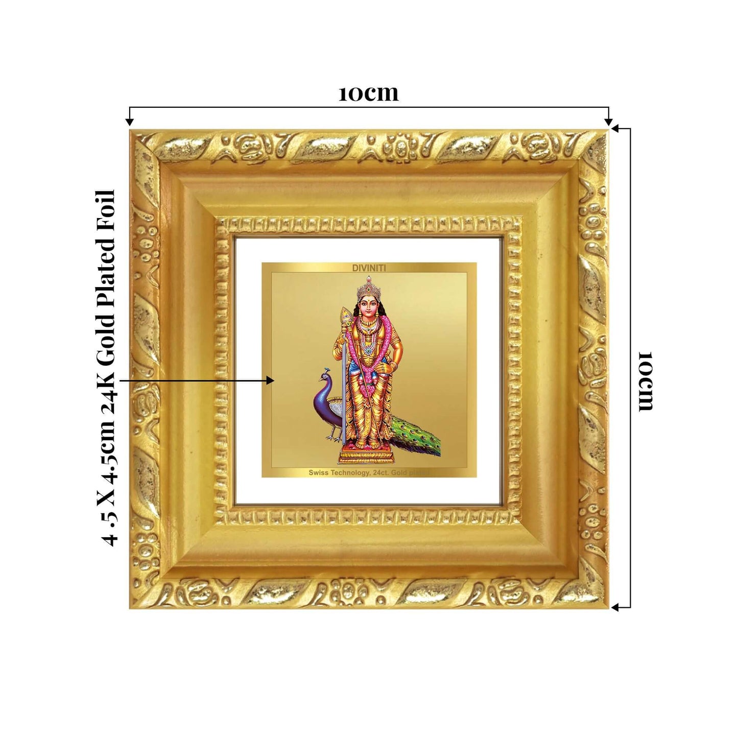 Murugan  | Sacred Jain Prayer Wall and Tabletop Photo Frame in 24K Gold Plated Foil.