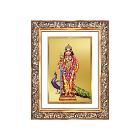 Lord Murugan Kartikeya | Divine Warrior God Wall Mount Photo Frame in 24K Gold Plated Foil
