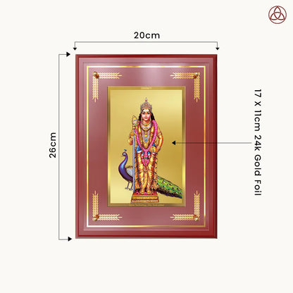 Lord Murugan Kartikeya | Divine Warrior God Wall & Tabletop Photo Frame in 24K Gold Plated Foil