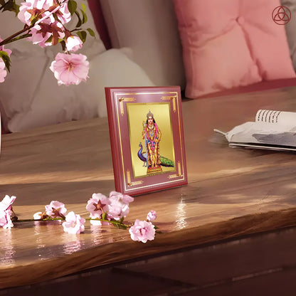 Lord Murugan Kartikeya | Divine Warrior God Wall & Tabletop Photo Frame in 24K Gold Plated Foil