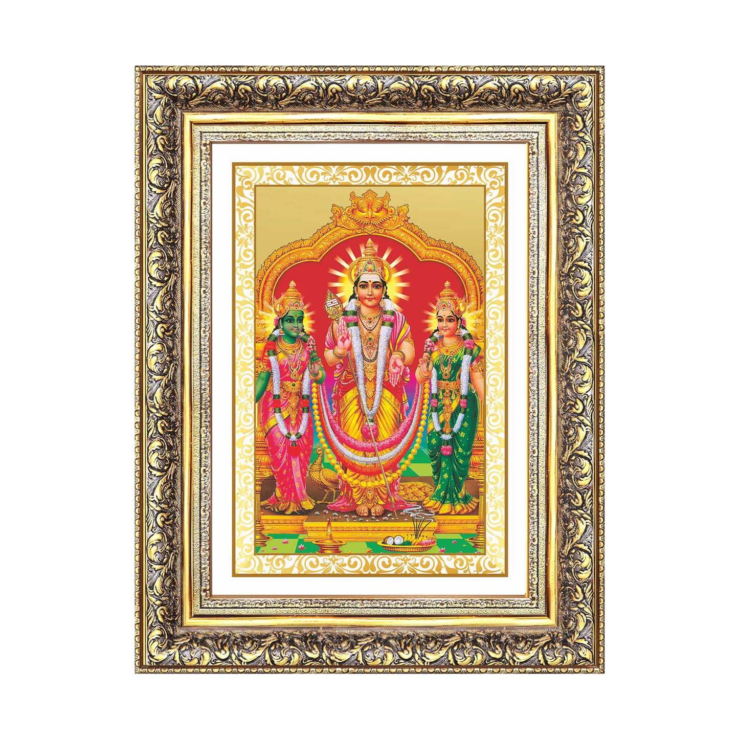 Lord Murugan with Valli | Divine Union Wall Photo Frame in 24K Gold Plated Foil